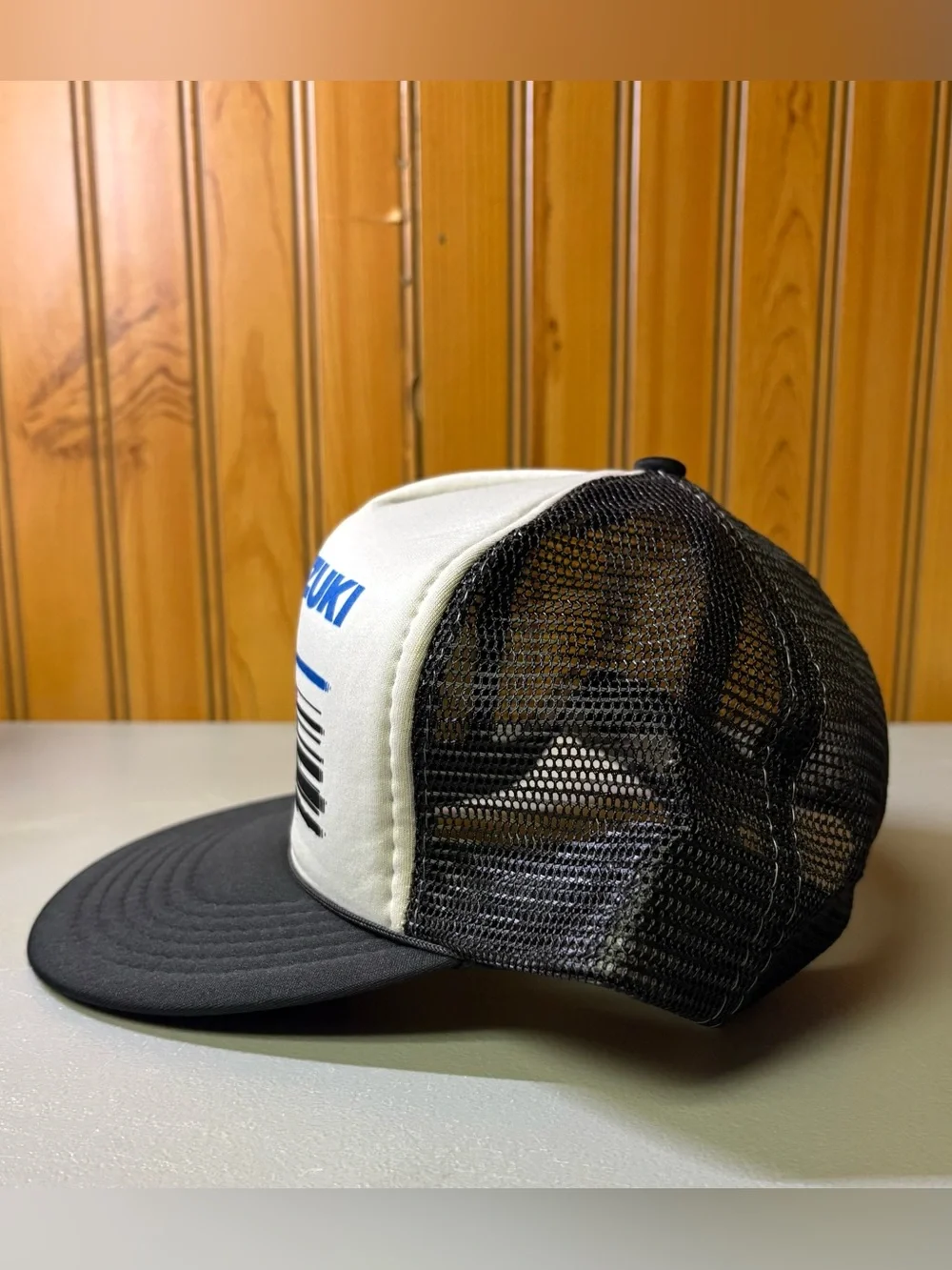 Black & White Motorcycle Trucker Hat